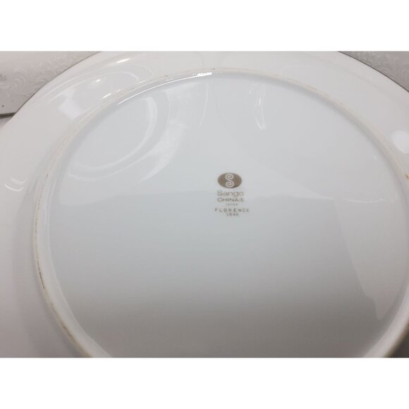 vintage set of 6 sango florence porcelain dinnerware platinum trim plates - Picture 5 of 5